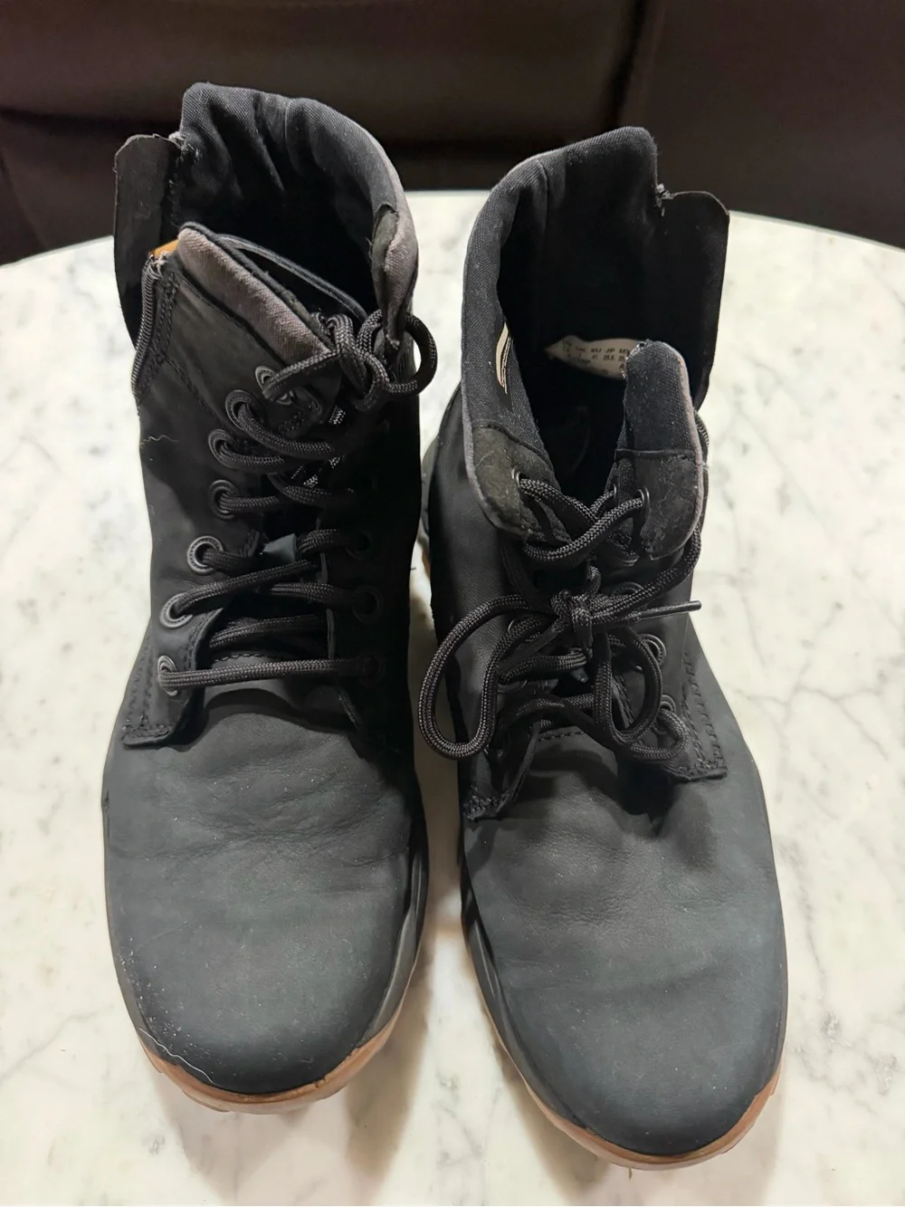Timberland Black Lace-Up Men's Boots with Brown Soles